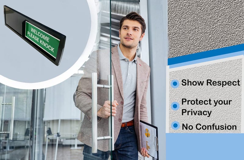 DISH NANNY Black Do Not Disturb Sign | SHUTTER CHANGES WHEN YOU PUSH IT | For Home, Offices,Hotels, Hospitals (Don't Disturb, Welcome Signs) Also includes double sided tape mounting. - Image 2